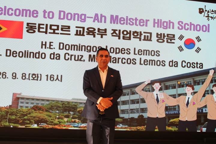 H.E. Domingos Lopes Lemos discursando / Welcoming ceremony / 국무장관 환영식 기념사